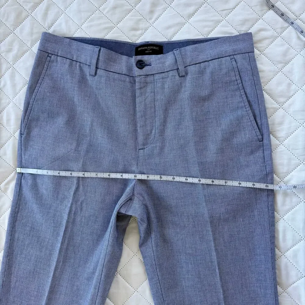Banana Republic Aiden Fit Men’s Dress Pants 32x34 Blue Chambray 100% Cotton